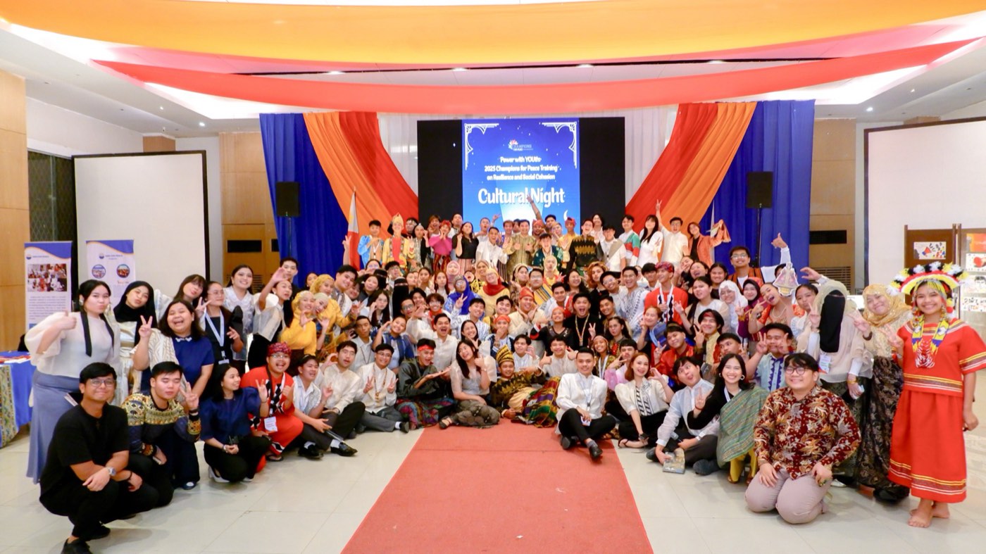Champions for Peace participants in traditional dress at the Cultural Night in Zamboanga City, 2025.